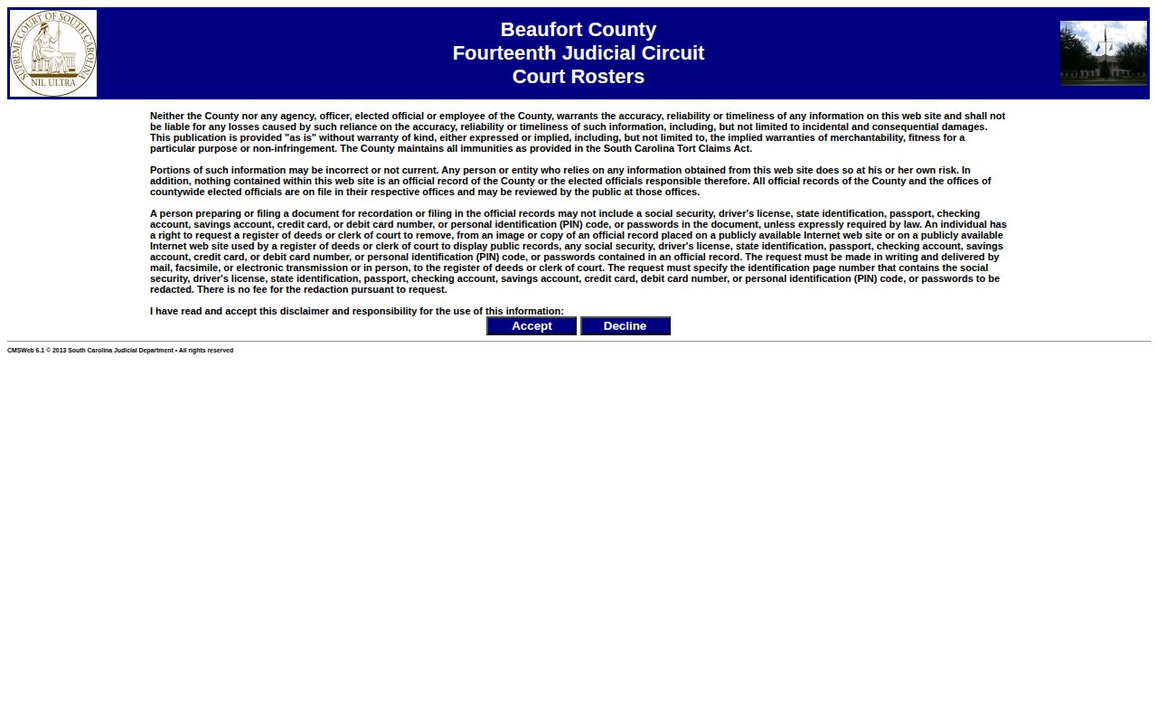 Beaufort County 72 hour release court roster context