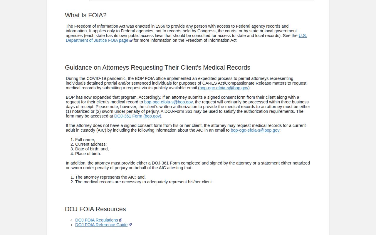 Federal Bureau of Prisons historical release records request path