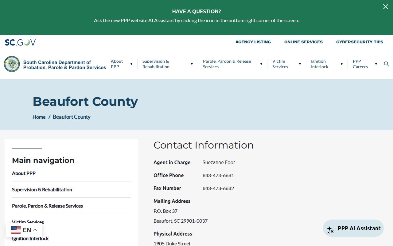 SCDPPPS Beaufort County office directory