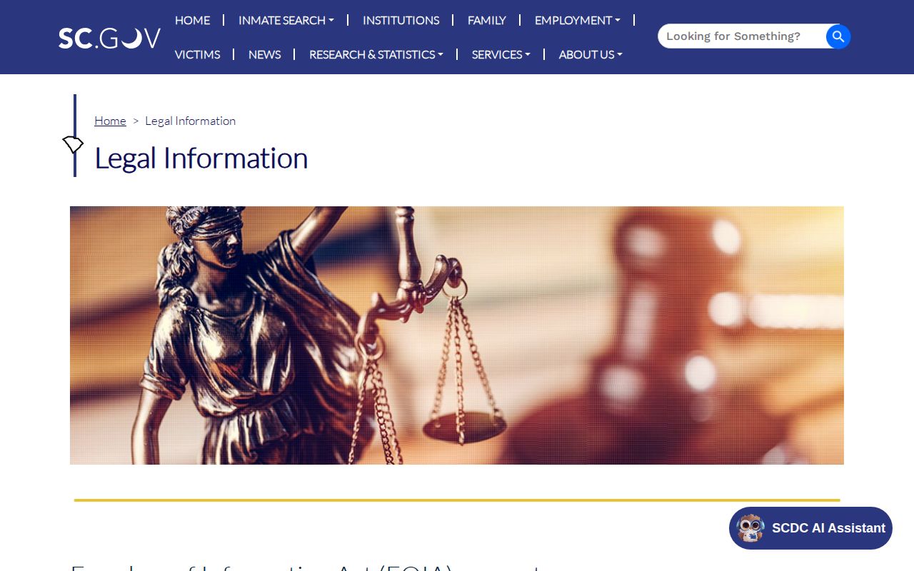 South Carolina Department of Corrections historical release record request information